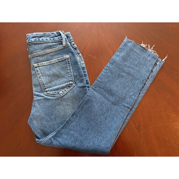 Good American Good Classic Raw Hem Jeans Size 6 or Size 28 Medium Wash - Picture 14 of 14